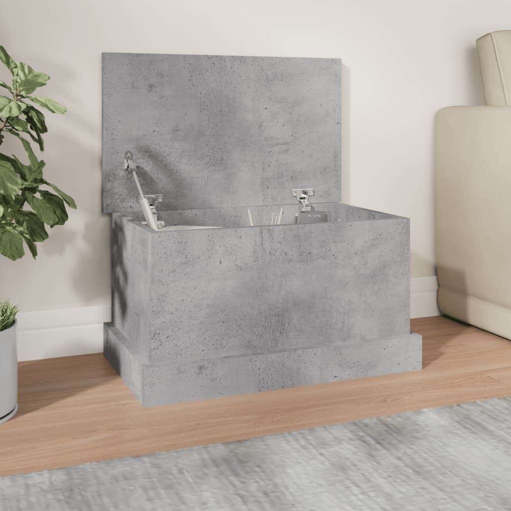Baule grigio cemento in legno 50 x 30 x 28 cm con coperchio, contenitore e sedile, ideale come contenitore per giocattoli, portabiancheria, cassapanca organizer per corridoio, soggiorno