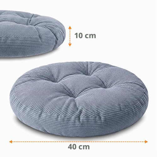 Sitzkissen Rundes Sitzpolster 40 cm aus Cord waschbar – Stuhlkissen & Bodenkissen Sitzpolster Stuhlauflage für Esszimmer Wohnzimmer Küche… – Ansicht 2