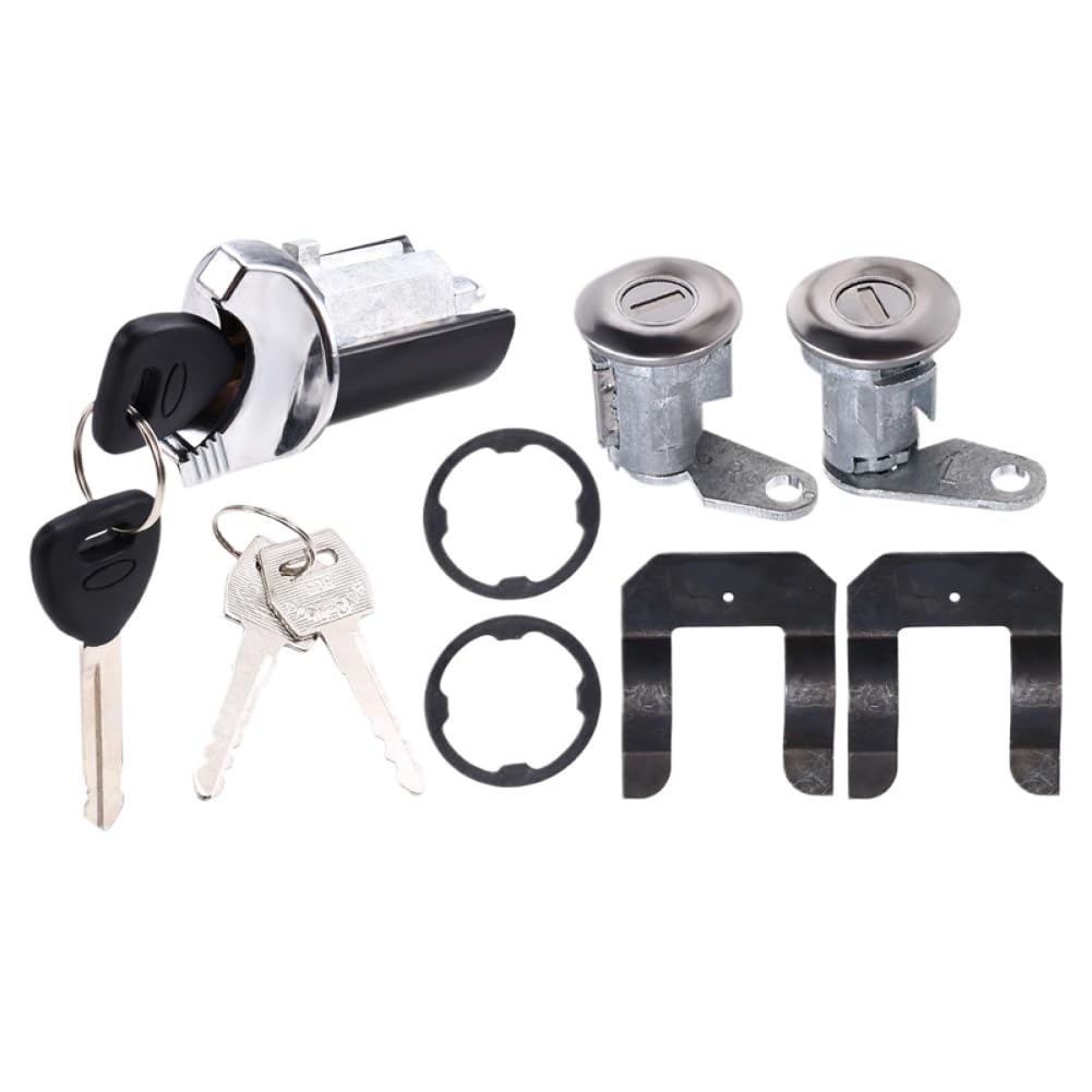 Car Ignition Lock Cylinder Set Door Lock Barrel Cylinder Latch Compatible with F150 F250 F350 Bronco 1980 1991