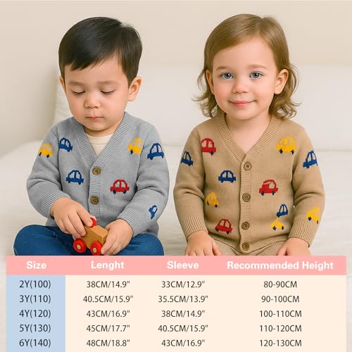 Little Boys Girls Car Cardigan Sweater Boys Long Sleeve Knit V-Neck Outerwear 2-6 Y Jacket Tops for Fall Winter4