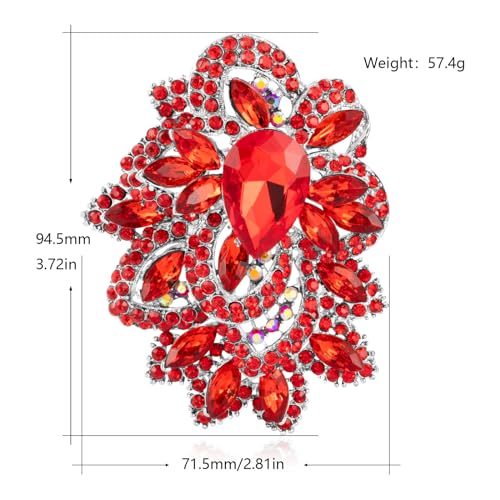 Image of LAXPICOL Big Large Women's Vintage Austrian Crystal Elegant Flower Teardrop Brooch Gold Tone