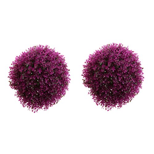 Fityle Artificial Topiary Trees Ball Shaped Indoor/Outdoor Faux Plants Ball Decorations - Purple 34cm - Thumbnail 2
