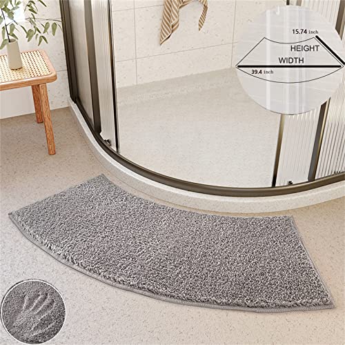Lange Badematte Grau Gebogene Badematte Badematten rutschfest Anti Rutsch Badvorleger für Eckshow...