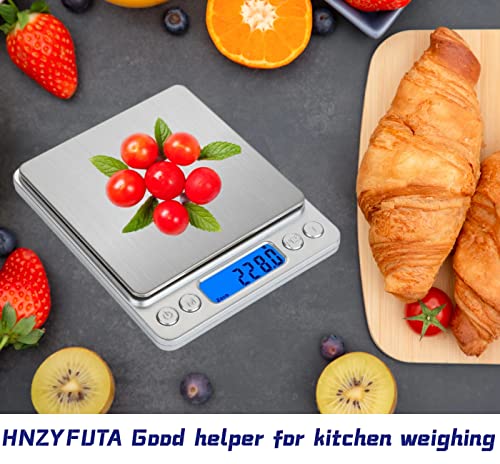 Hnzyfuta Digital Food Gram Scale Mini Pocket Scale For Food Ounces And Grams,Baking,Cooking,Kitchen And Small Items,Tare Function,2Trays,Lcd Display (Batteries Included) Silvery #TOP4