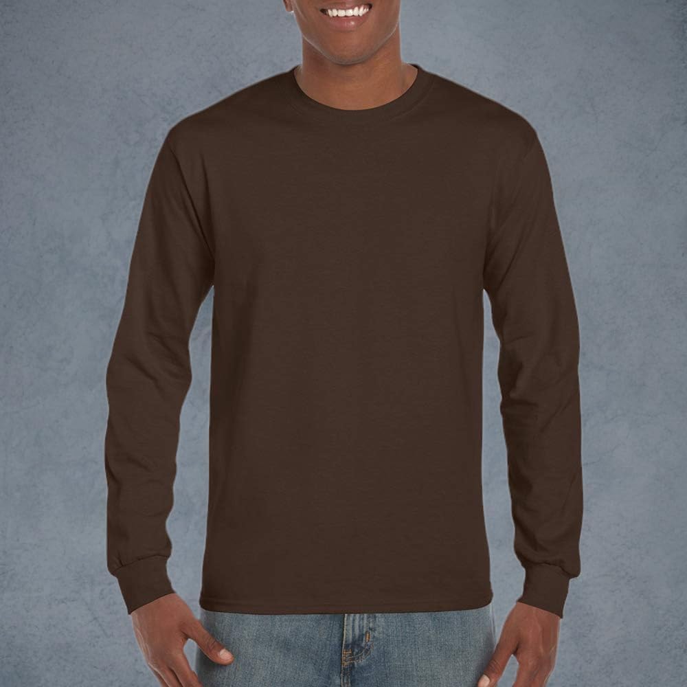 Gildan Mens Plain Crew Neck Ultra Cotton Long Sleeve T-Shirt (M) (Irish Green) - Image 3