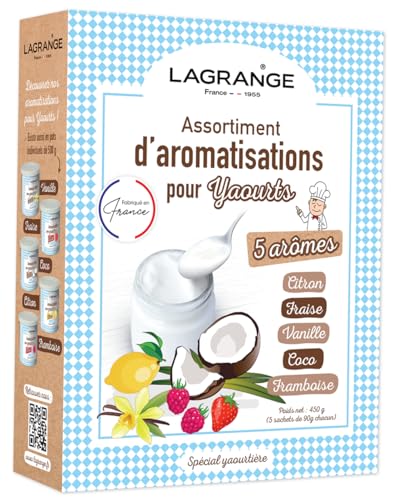 Assortiment de 5 aromatisations yaourts - Citron, fraise, vanille, coco,