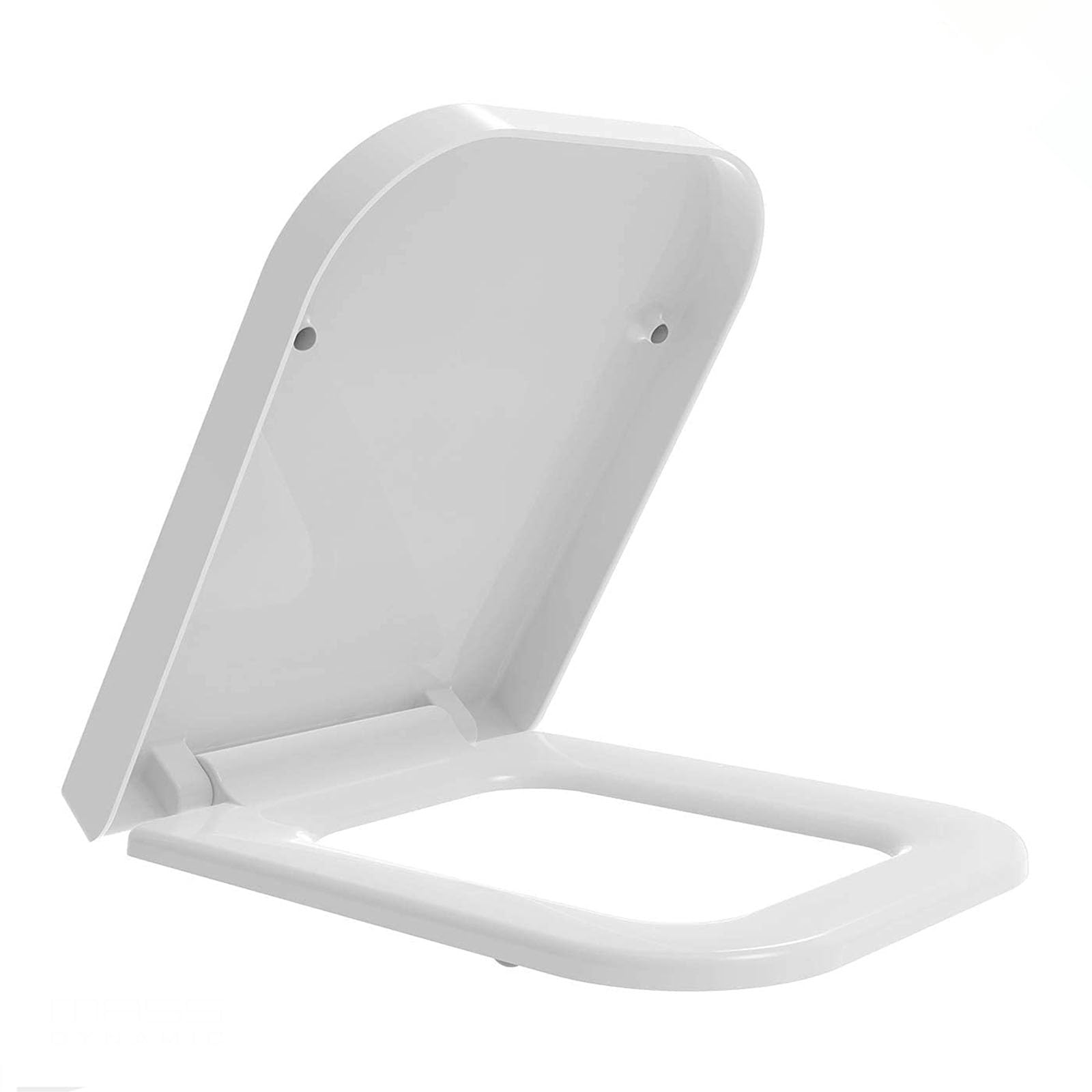Giural Rectangular Square Toilet Seat Soft Close Quick Release Elongated Square Loo Seat Easy Cleaning, Easy Installation with Adjustable Hinges White,36 * 47cm