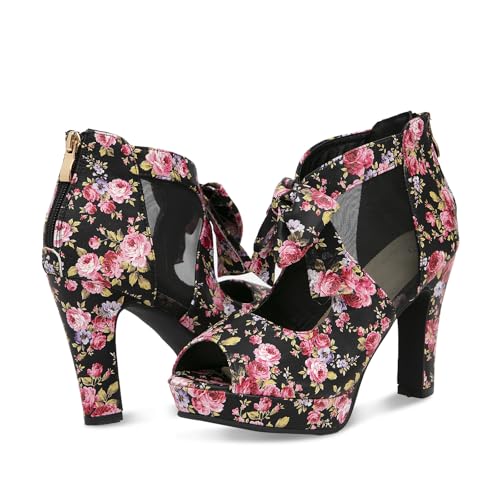 Image of GATUXUS Open Toe Women Platform High Heel Shoes Bows Strappy Sandals