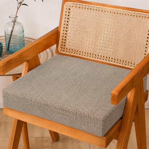 Image of Comfortable Square Chair Cushion 18x18 Inch - 2 Inch Thick Seat Pad for Armchairs, Recliners & Living Room Chairs (Beige Grey)