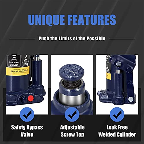 Image of Big RED 20 Ton (40,000 LBs) Torin Welded Hydraulic Car Bottle Jack for Auto Repair and House Lift, Blue, AT92003UR