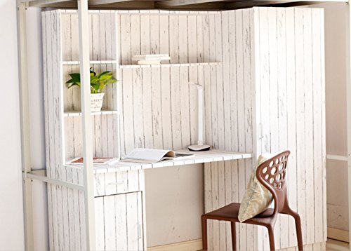 Amao Vintage White Wood Panel Pattern Paper Self-adhesive Peel-stick Wallpaper17.7''x78.7''