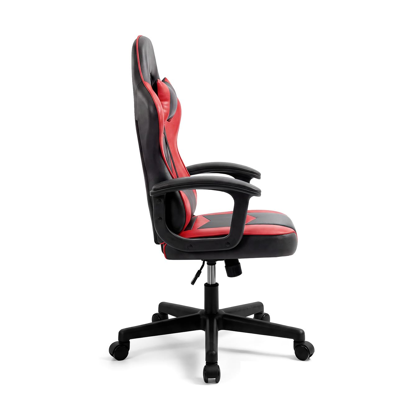 duehome | Silla Gaming Raptor Ergonómica Regulable en Altura con Ruedas 360°, Diseño Racing, Acabado en Negro y Rojo, Medidas: 50 cm (Ancho) x 68 cm (Largo) x 116-125 cm (Alto)