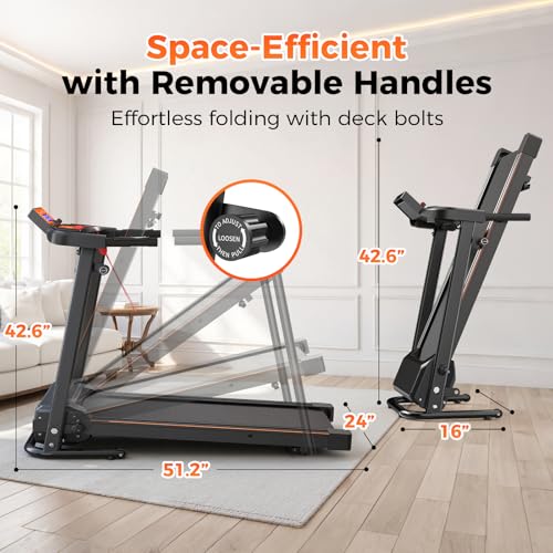 Image of Lastforever Walking Treadmill with Extra-Long Safety Handrails, Home Recovery Fitness Exercise Machine for Elder, Senior Treadmills for Home, Heart Rate Monitor, LED Display, 310 lbs Capacity