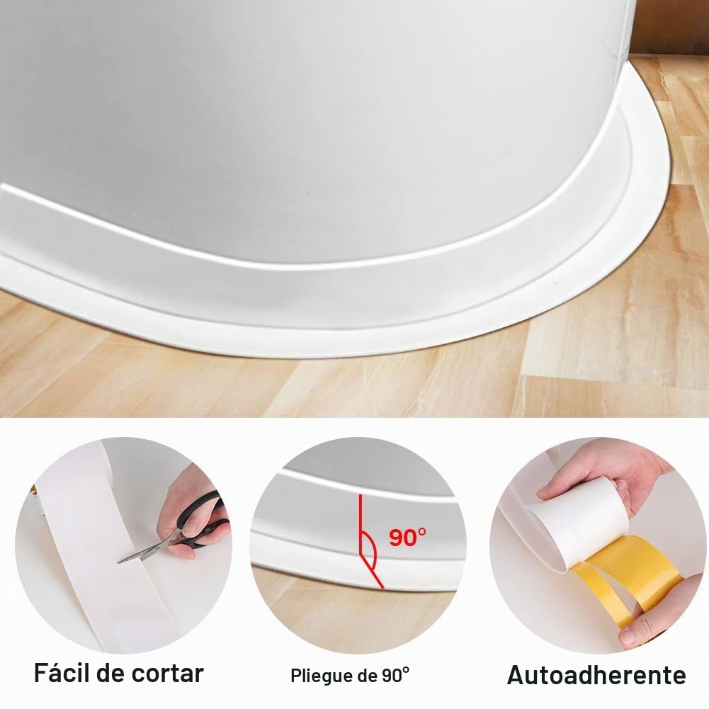 Junta de baño blanca 50 x 20 mm 10 m cinta selladora PVC autoadhesiva | Junta de plan de trabajo cocina, Zócalo flexible autoadhesivo para bañera, Antimoho, Calafateo