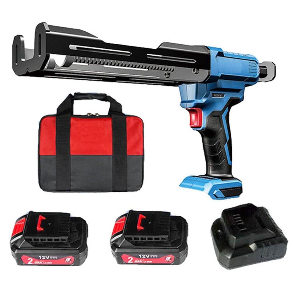 Pistola de calafateo eléctrica de doble cartucho, Pistola de Cartucho a Batería con 2 baterías de iones de litio de 12 V 2.0 y cargador suministrado para llenado, sellado