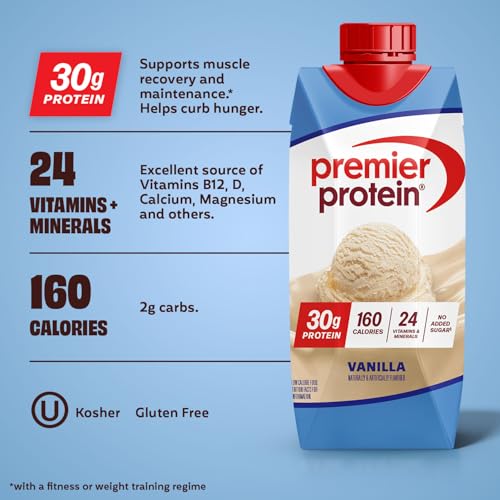premier protein shake vanilla 30g protein 11 fl oz pack of 12 packaging may vary