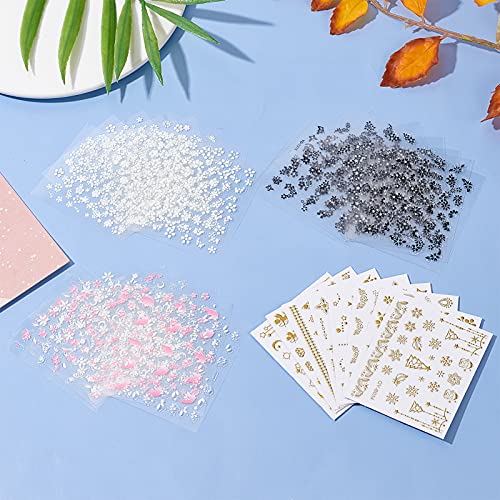 OLYCRAFT 180 Blatt Nagelsticker Blumen 3D Nail Art Aufkleber Golden Pink Schwarz Weiß Aufkleber Abziehbilder Aufkleber… – Bild 6
