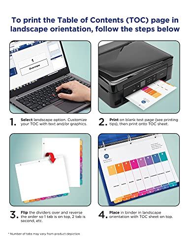 Avery 11186 8 Tab Dividers For 3 Ring Binders, Customizable Table Of Contents, Multicolor Tabs, 6 Sets thumb #6