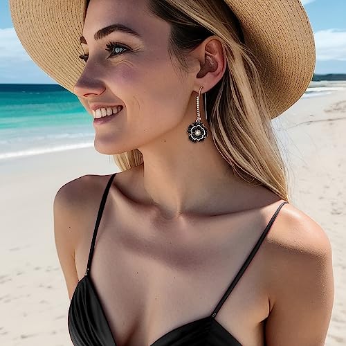 BriLove Fashion Elegant Rhinestone Enamel Rose Flower Hook Dangle Earrings for Women Party Prom Earring Accessories2