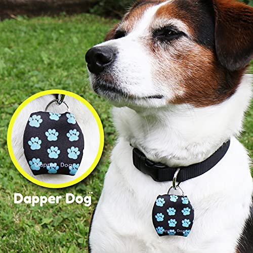 Image of Dapper Dog - Dog Tag Silencer with Tag Ring (Blue Paw Prints)