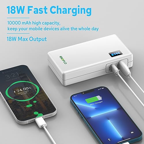 Enoflo Portable Charger Power Bank With Built-In Ac Wall Plug Usb C 18W Fast Charging Battery Pack 10000Mah Dual Usb Ports External Battery Backup Power Supply Compatible With Smartphones thumb #2
