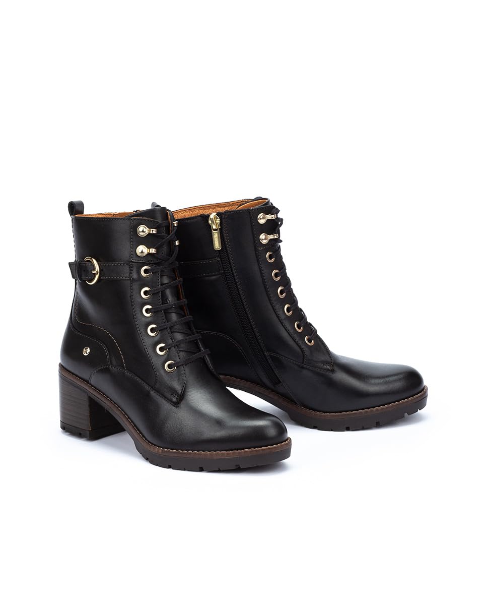 Pikolinos Llanes Stiefeletten mit Absatz Damen | Aus Leder | Schnür- und Reißverschluss | Hoher Absatz | EU-Größe 35–42