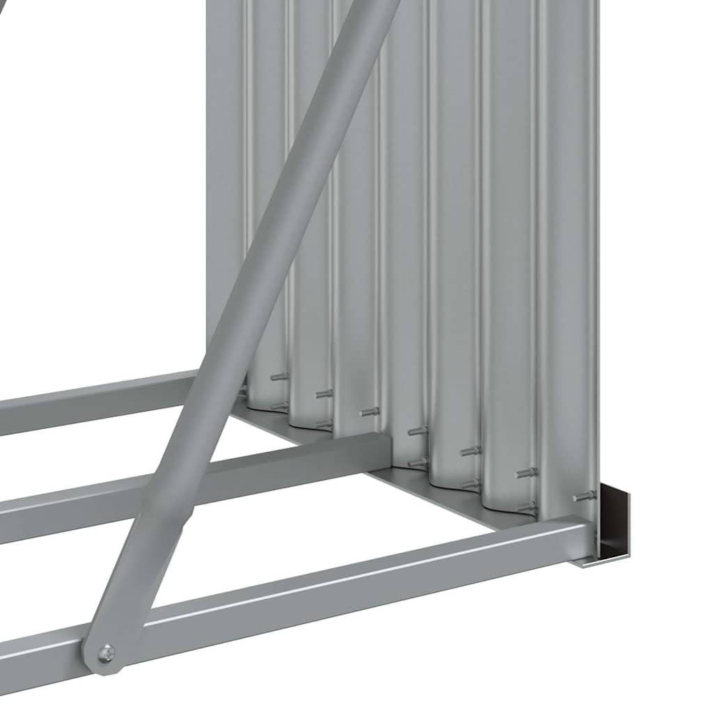 vidaXL Leñero, Estante Almacenaje de Leñas Troncos, Registro de Chimenea, Leñero de Chapas para Salón Jardín, Acero Galvanizado Gris Claro