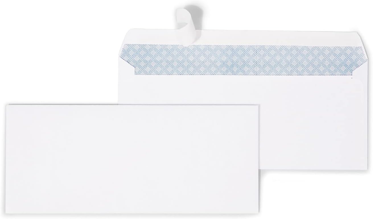 Staples 329841 Tear-Resistant Privacy-Tinted #10 Business Envelopes White (21573)