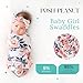 Posh Peanut Swaddle Blanket & Headband Set – Viscose from Bamboo Stretchy Baby Swaddle for Newborn Girls, Receiving Blanket or Nursing Cover