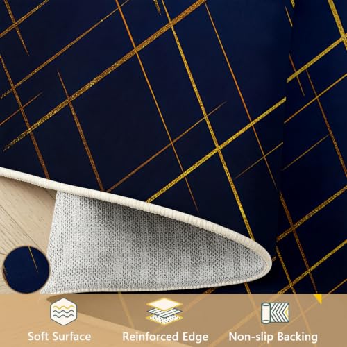 Tapis géométrique moderne bleu 60x90 cm lavable salon - 8