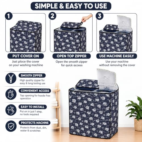 Image of Star Weaves Semi Automatic Washing Machine Cover for LG 6kg, 6.2kg, 6.5kg, 7kg, 7.5kg & 8kg Top Load | Waterproof, Dustproof, Rustproof | Heavy Duty Polyester Cover