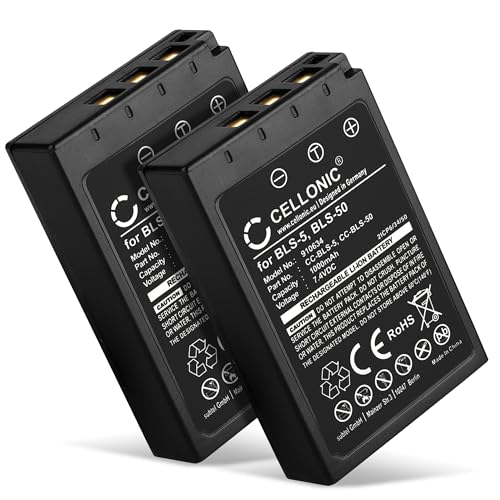 CELLONIC 2X Batería para Cámara Compatible con Olympus Pen E PL8, Pen E PL7, OM D E M10 Mark II, BLS 50   (1000mAh, 7.4V)