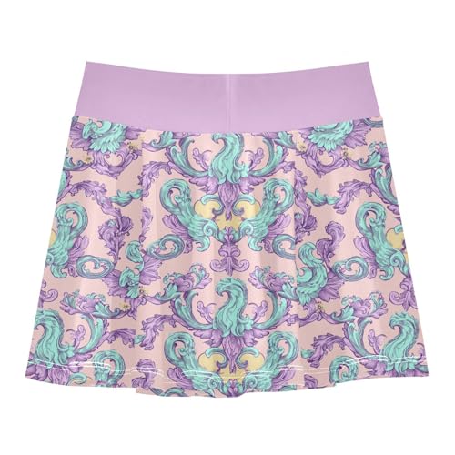 Girls Skorts High Waist Athletic Skirts with Shorts Rococo Style Stretchy Teens Performance Tennis3