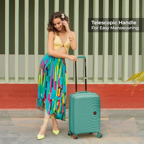 Image of Nasher Miles Polypropylene Spinner Seattle Hard-Sided Cabin Luggage 20 inch | 55cm | 8 Wheels Small Trolley Bag for Travel | Suitcase (Dark Green)