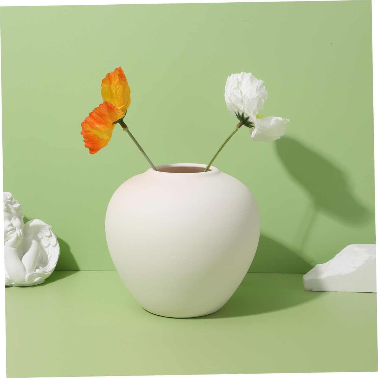 Farmhouse Ceramic Flower Vase for Dried Flowers Modern Decorative Plant Pot Simple Style Home for Room Office and Balcony Centerpieces