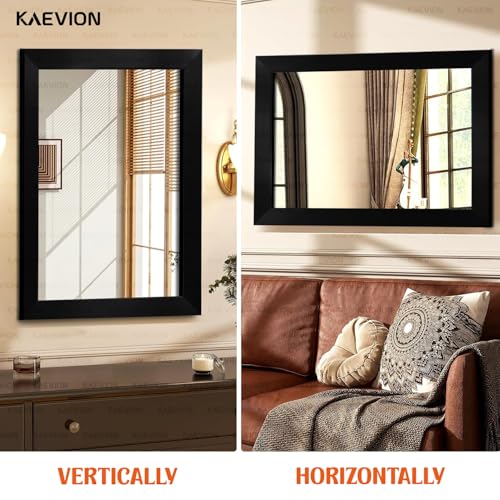 Image of Wall Hanging 1.75 ft Black Water Proof PVC Framed Mirror |Wall Mirror for Bedroom or Bathroom |Home Decor Wall Mounted for Bedroom Living-Room| washroom Mirror for Wall