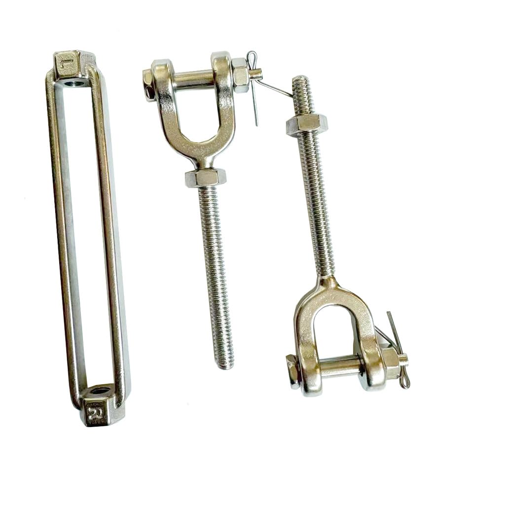 Lot de 2 tendeurs en acier inoxydable 304, 5/16 M8 à corps fermé et mâchoire pour tendeur de câbles, tendeur pour voile d'ombrage, cordes à linge, guirlandes lumineuses, limite de charge de 952,5 kg
