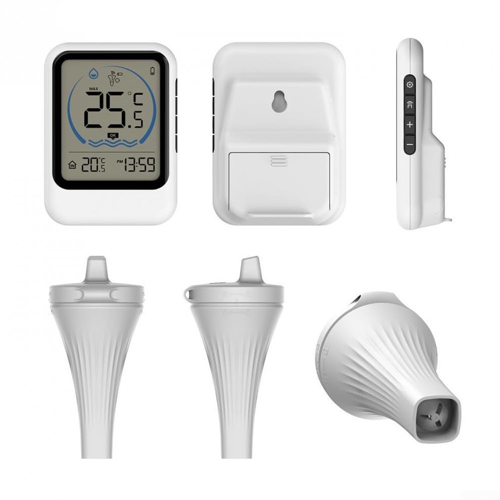 DAZZLEEX Termometro impermeabile per piscina, senza fili, IP68, con display LCD digitale, sensore galleggiante per un monitoraggio accurato della temperatura in Celsius e Fahrenheit, Meas
