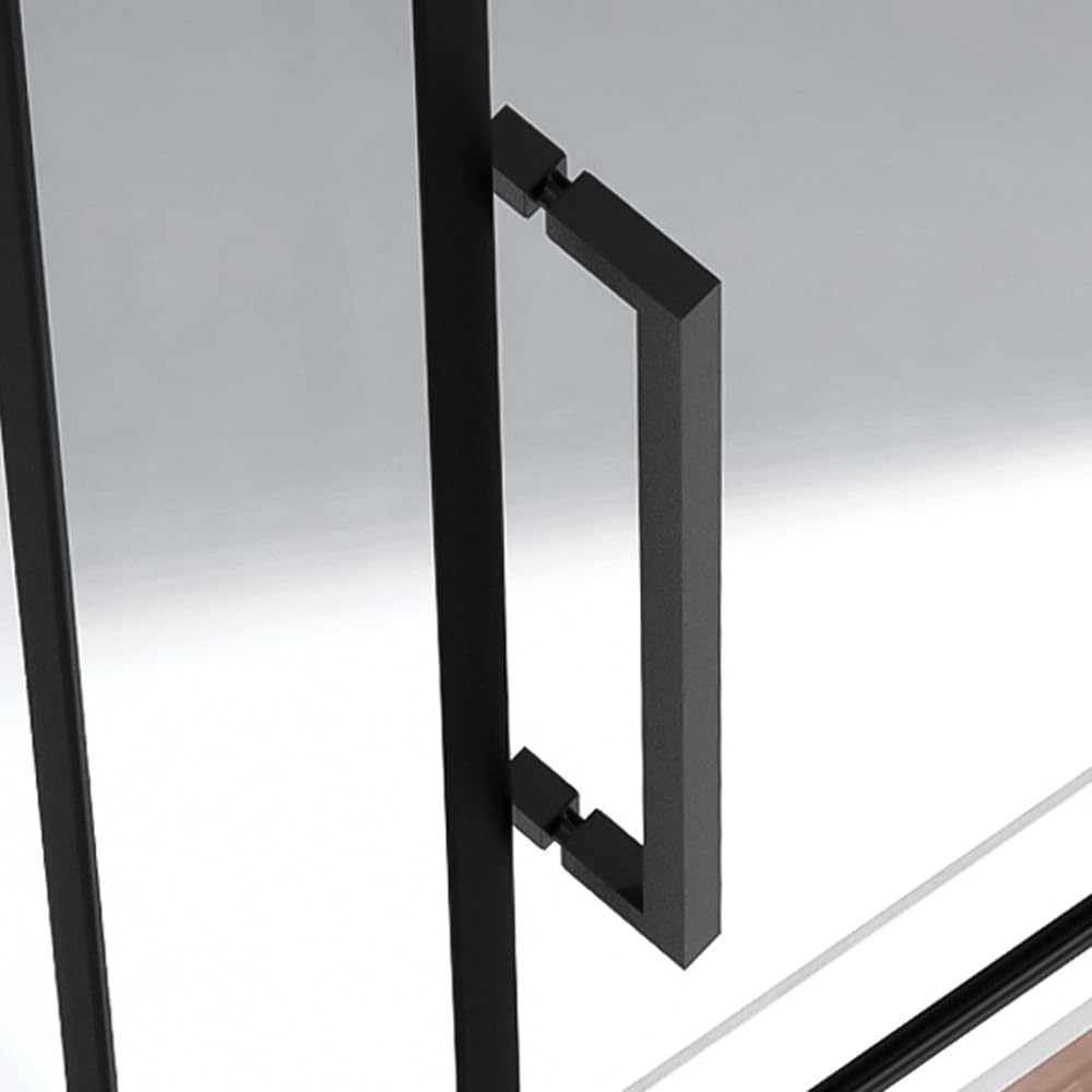 Box Doccia Angolare 80x80 Cm (H 195) Linea Neos - Porta Battente Con Lato Fisso - Cristallo Trasparente 6 Mm - Profili In Alluminio Nero