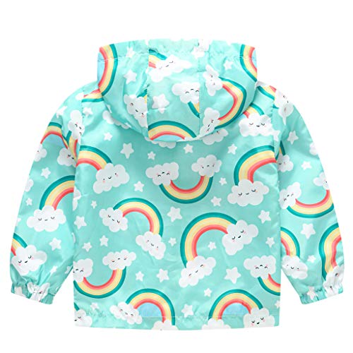 Tuiji Toddler Boys Girls Cartoon Print Zip Jacket Hooded Trench Lightweight Kids Coats Windbreaker Casual Outerwear 4T 5T Light Green thumb #1