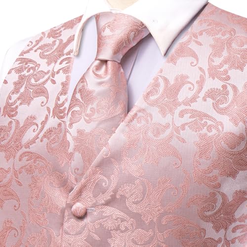 Dubulle Mens Vest and Tie Set Paisley Floral Waistcoat Neckties for Men Lapel Pin Clip Set Wedding Business4