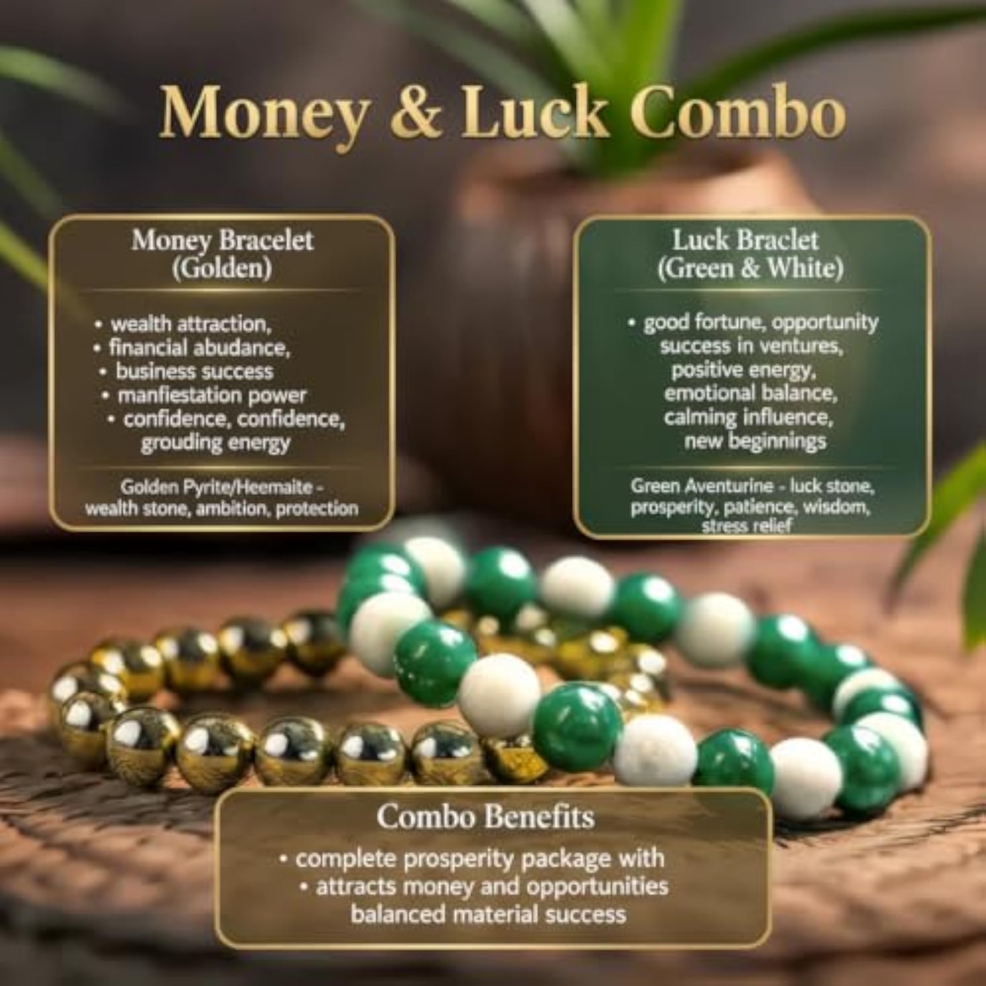 Money & Luck Combo Spiritual Bracelet for Positive Energy