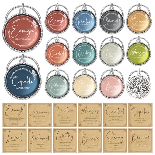 Suncalla 24 Set Fathers Day Christian Gifts Keychains Mini Inspirational