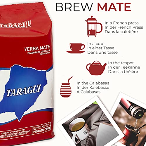 Taragui Yerba Mate Tee Elaborada Con Palo 1kg | Mate Tee aus Argentinien - die Reifezeit beträgt 12 Monate | Detox und Energie Getränk
