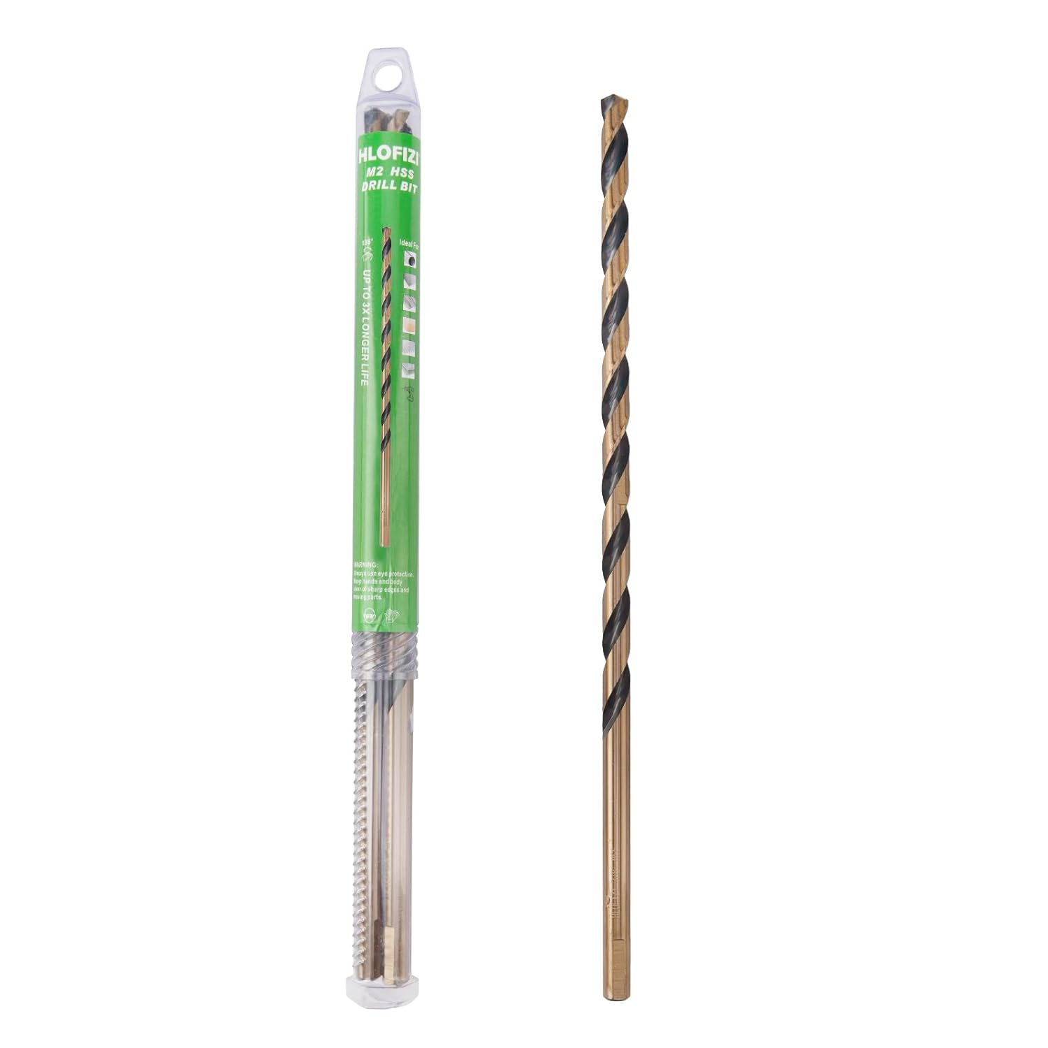 5/8 x 12 Inch Long Drill Bit (1 Pack) M2 High Speed Steel Drilling for Wood and Metal, with 8-1/2 Inch Flute