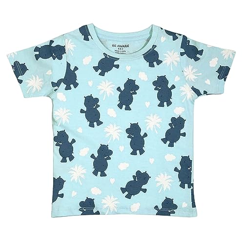 Image of Be Awara Kids Printed Half Sleeves T-shirt & Shorts Clothing Sets, 100% Cotton Soft Unisex Cord Set, Comfortable Wear for Kids With Cool Prints, Everyday Casual Wear for Boys & Girls