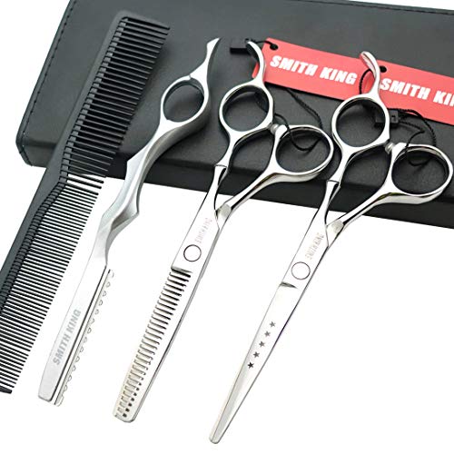 6.0 Inches Professional hair cutting thinning scissors set with razor (Silver)