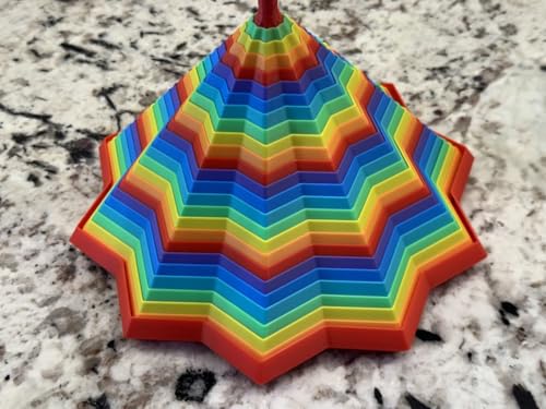 Image of Expanded Sensory Fidget Star with Handle - Visually Captivating and Satisfyingly Noisy! (True Rainbow, Extra Large)