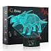 Dinosaur 3D Night Light Table Desk Lamp, Elstey 7 Colors Optical Illusion Touch Control Lights with Acrylic Flat & ABS Base & USB Cable for Christmas Gift