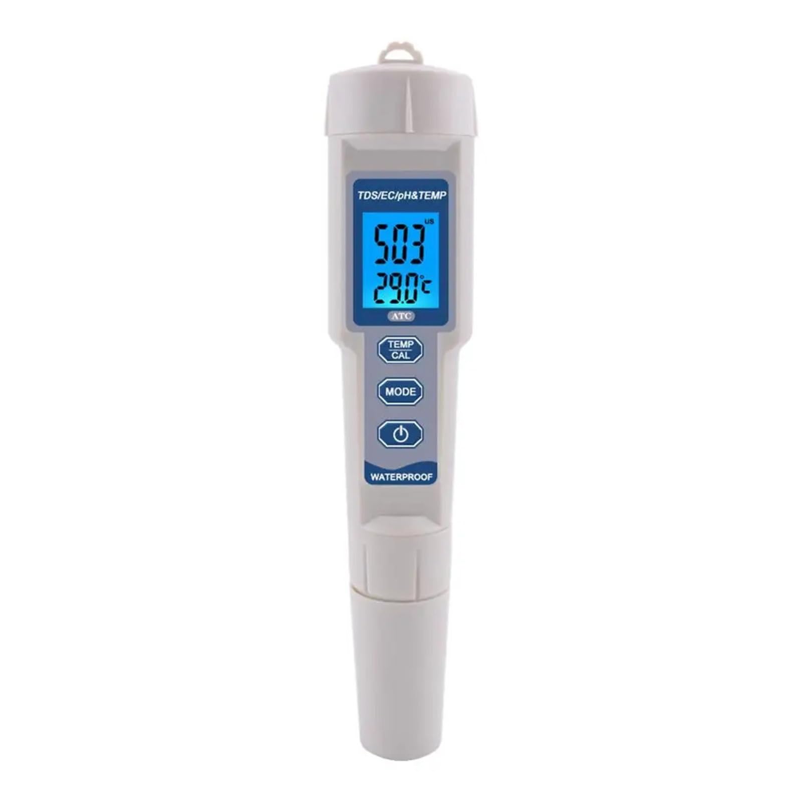Digital pH Meter, 4 in 1 TDS PH Meter PH/TDS/EC/Temperature Meter Digital Water Quality Monitor Tester for Pools, Drinking Water, Aquariums